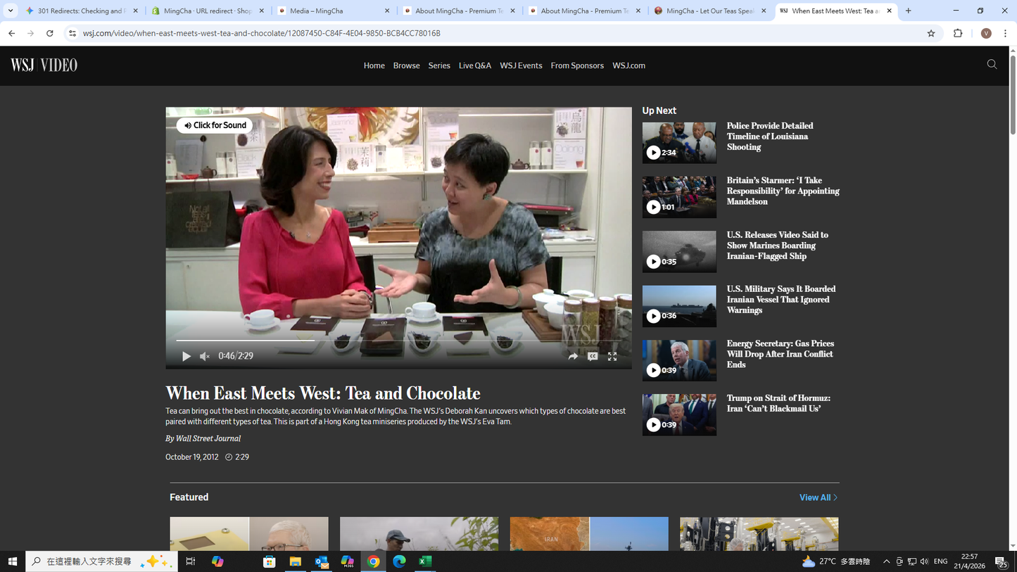 Vivian Mak of MingCha with WSJ's Deborah Kan discussing tea and chocolate pairings